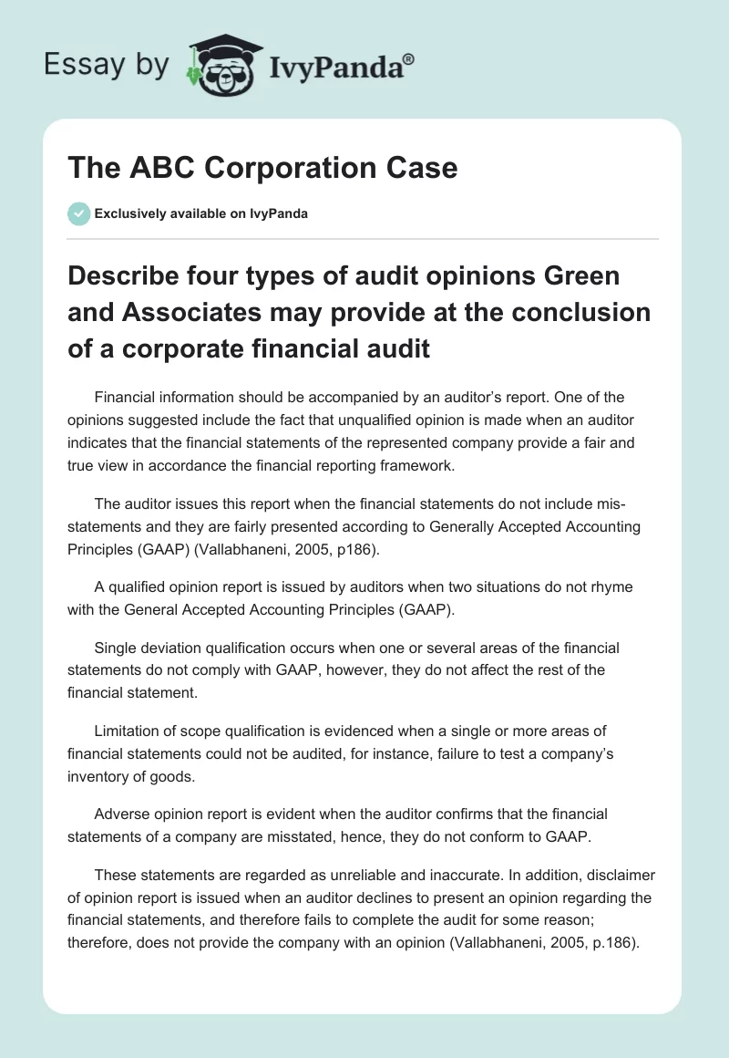 The ABC Corporation Case. Page 1