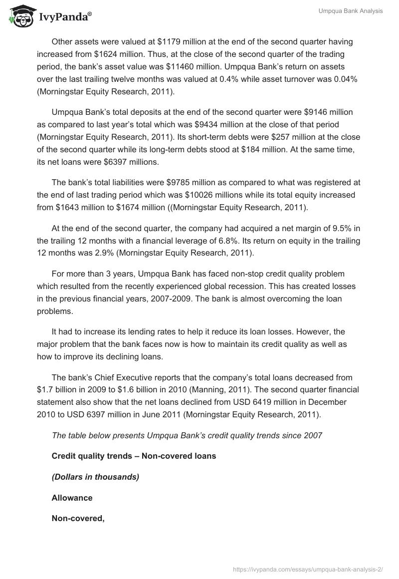 Umpqua Bank Analysis. Page 3