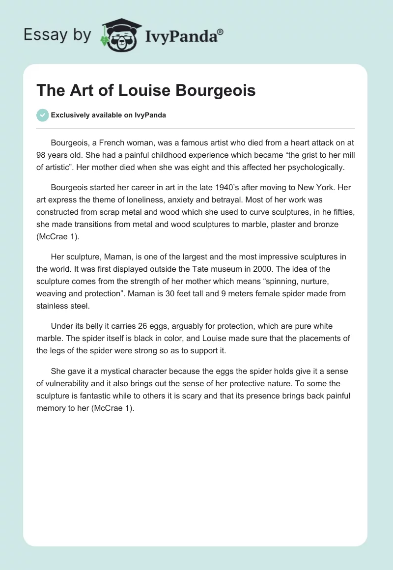 The Art of Louise Bourgeois. Page 1
