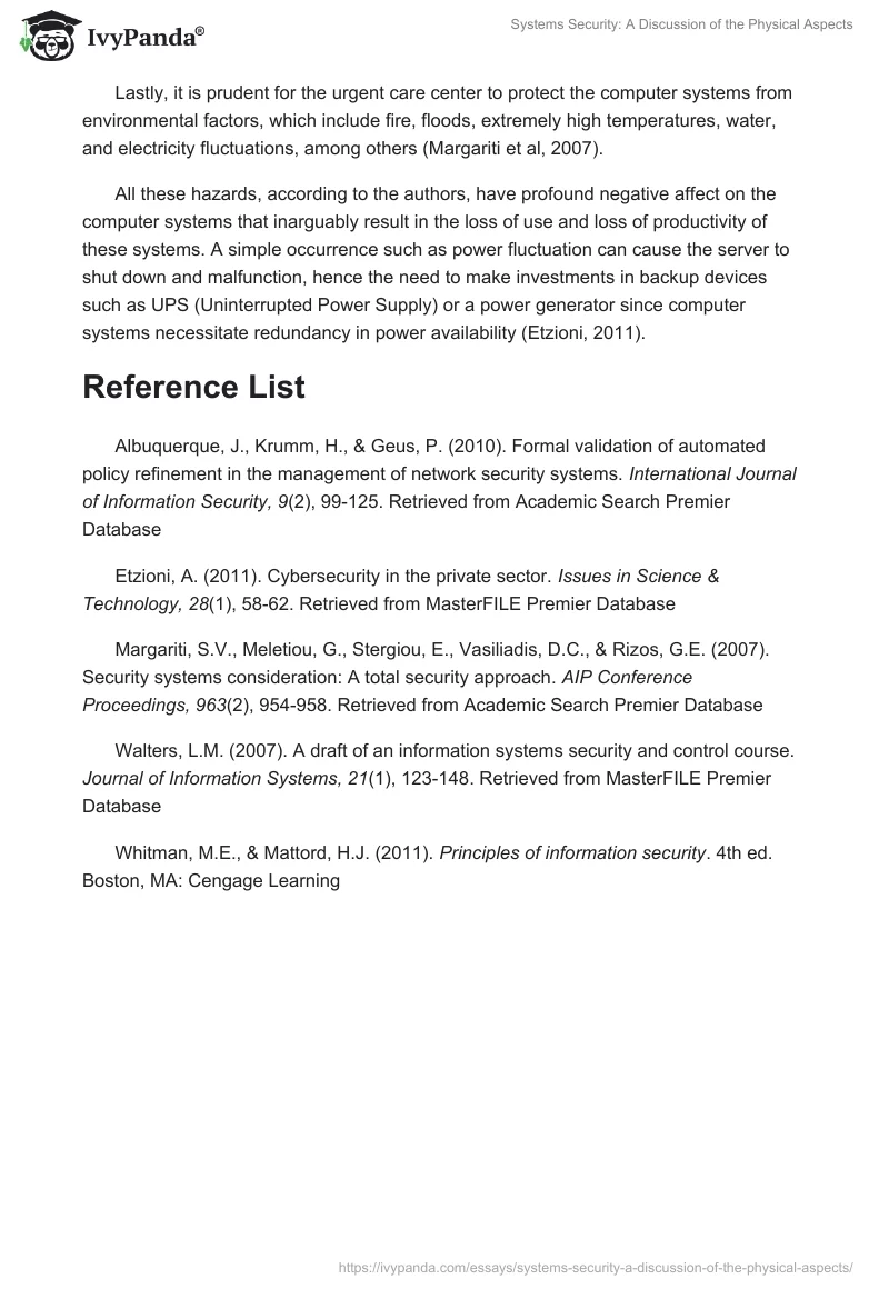 Systems Security: A Discussion of the Physical Aspects. Page 3