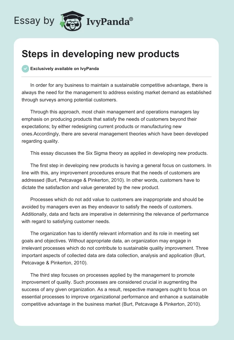 Steps in developing new products. Page 1