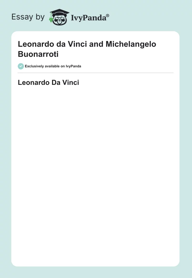 Leonardo da Vinci and Michelangelo Buonarroti. Page 1