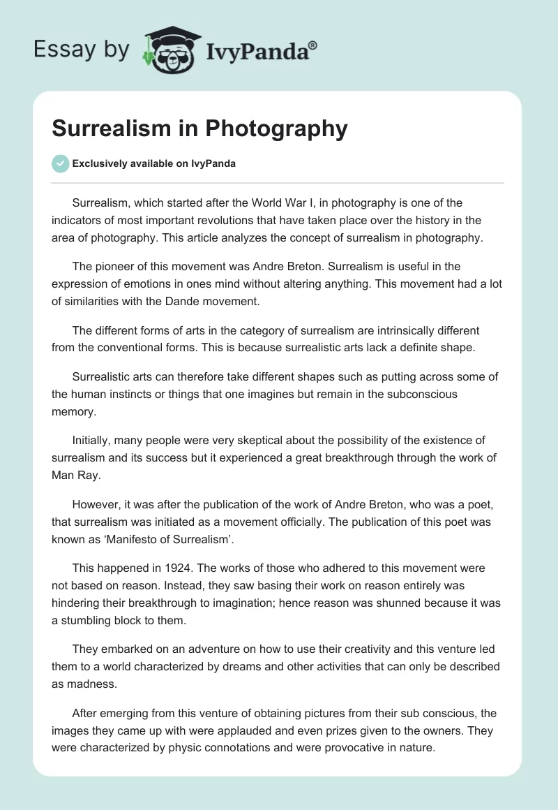 Surrealism in Photography. Page 1