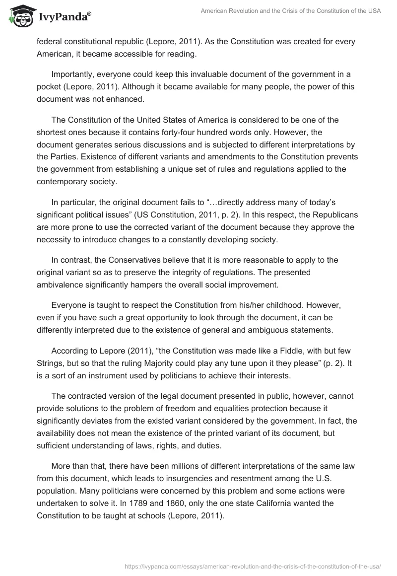 American Revolution and the Crisis of the Constitution of the USA. Page 3