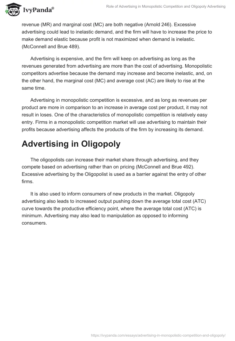 Role of Advertising in Monopolistic Competition and Oligopoly Advertising. Page 3