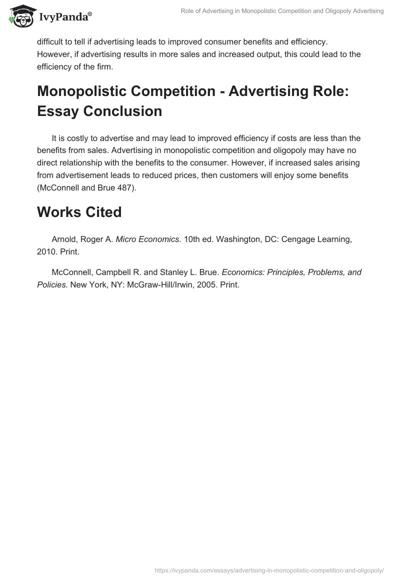 Role of Advertising in Monopolistic Competition and Oligopoly Advertising. Page 5