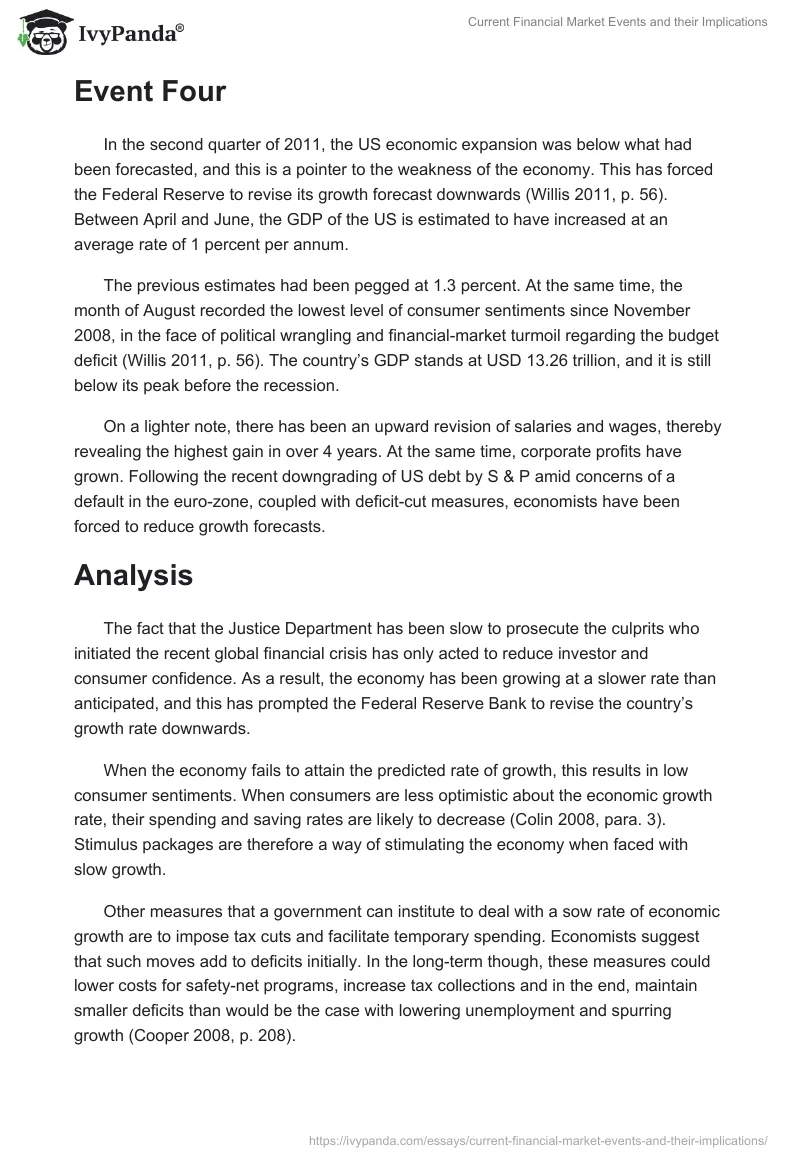 Current Financial Market Events and their Implications. Page 3