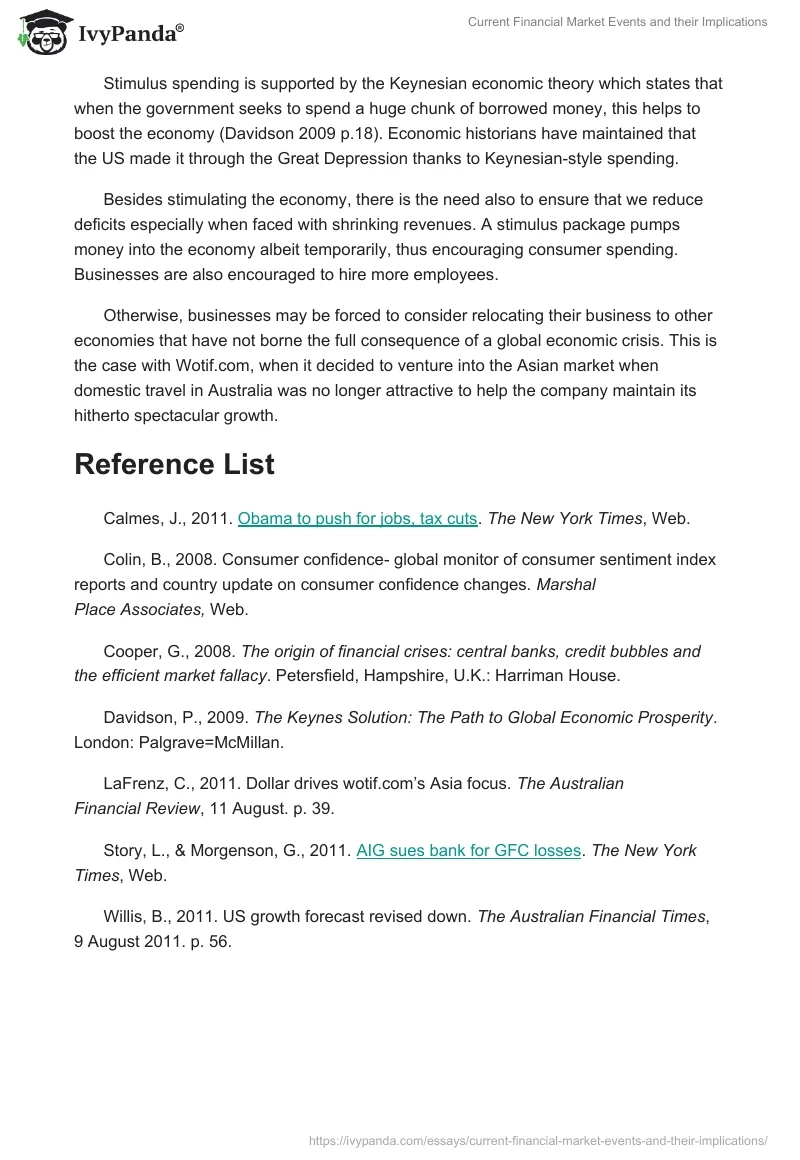 Current Financial Market Events and their Implications. Page 4