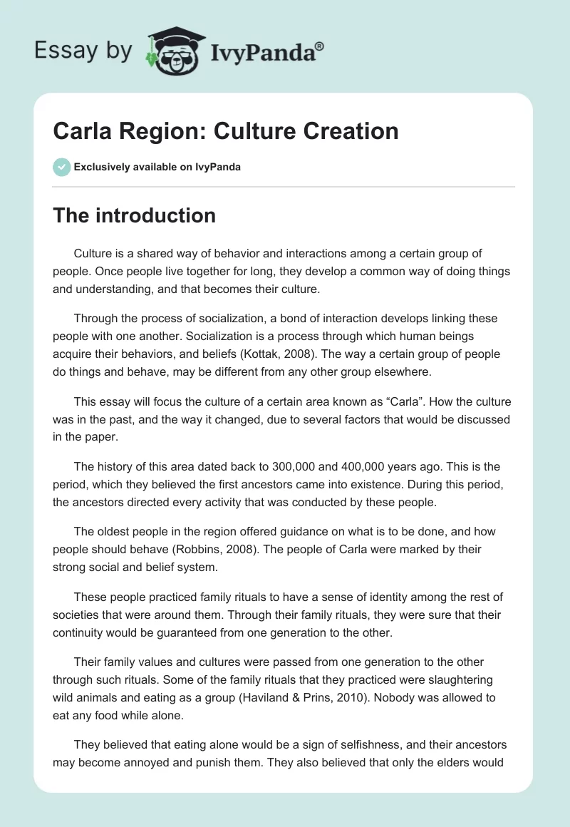 Carla Region: Culture Creation. Page 1