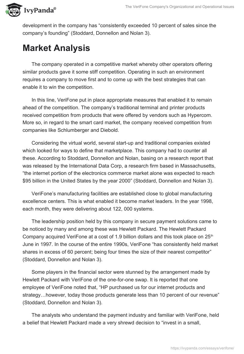 The VeriFone Company's Organizational and Operational Issues. Page 2