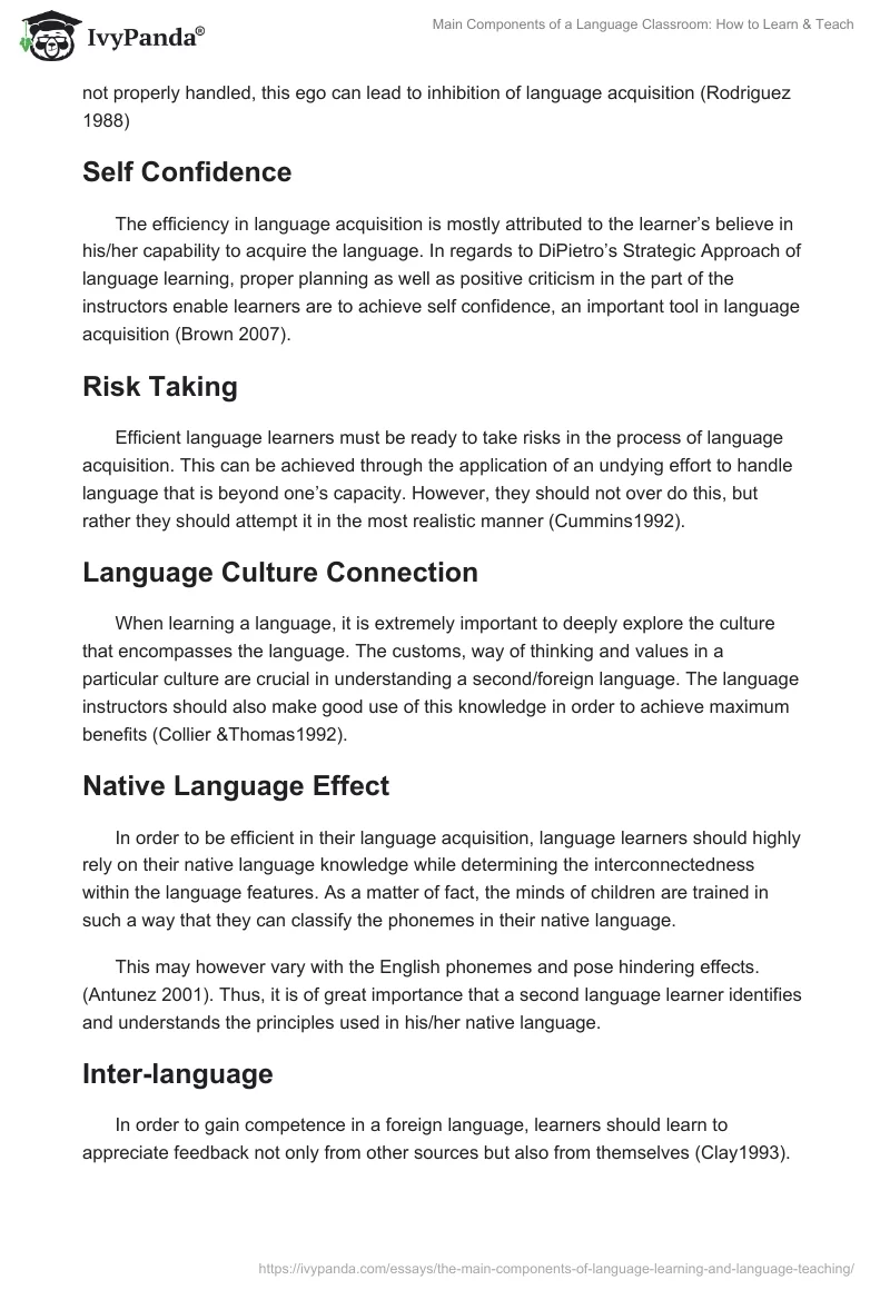Main Components of a Language Classroom: How to Learn & Teach. Page 3