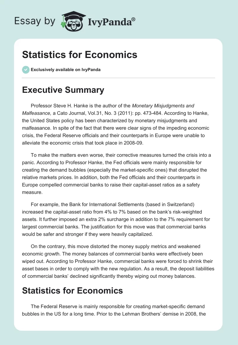 Statistics for Economics. Page 1