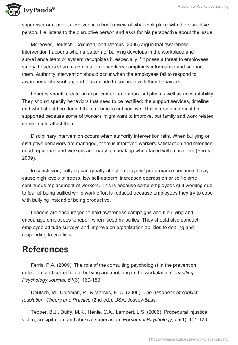 Problem of Workplace Bullying. Page 2