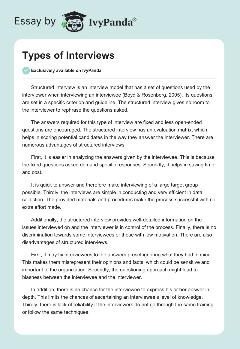 Types of Interviews. Page 1