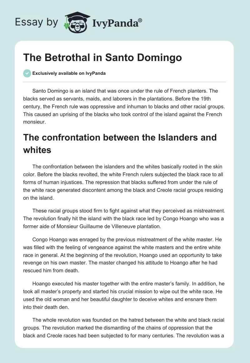 The Betrothal in Santo Domingo. Page 1