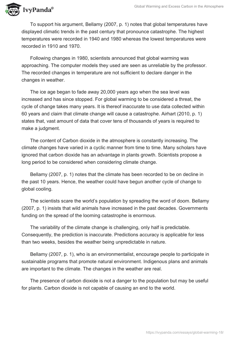Global Warming and Excess Carbon in the Atmosphere. Page 2