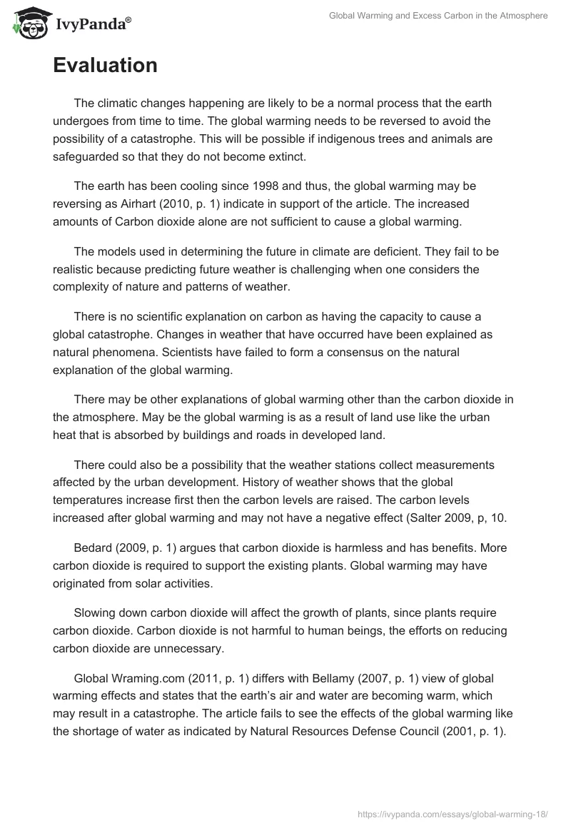 Global Warming and Excess Carbon in the Atmosphere. Page 3