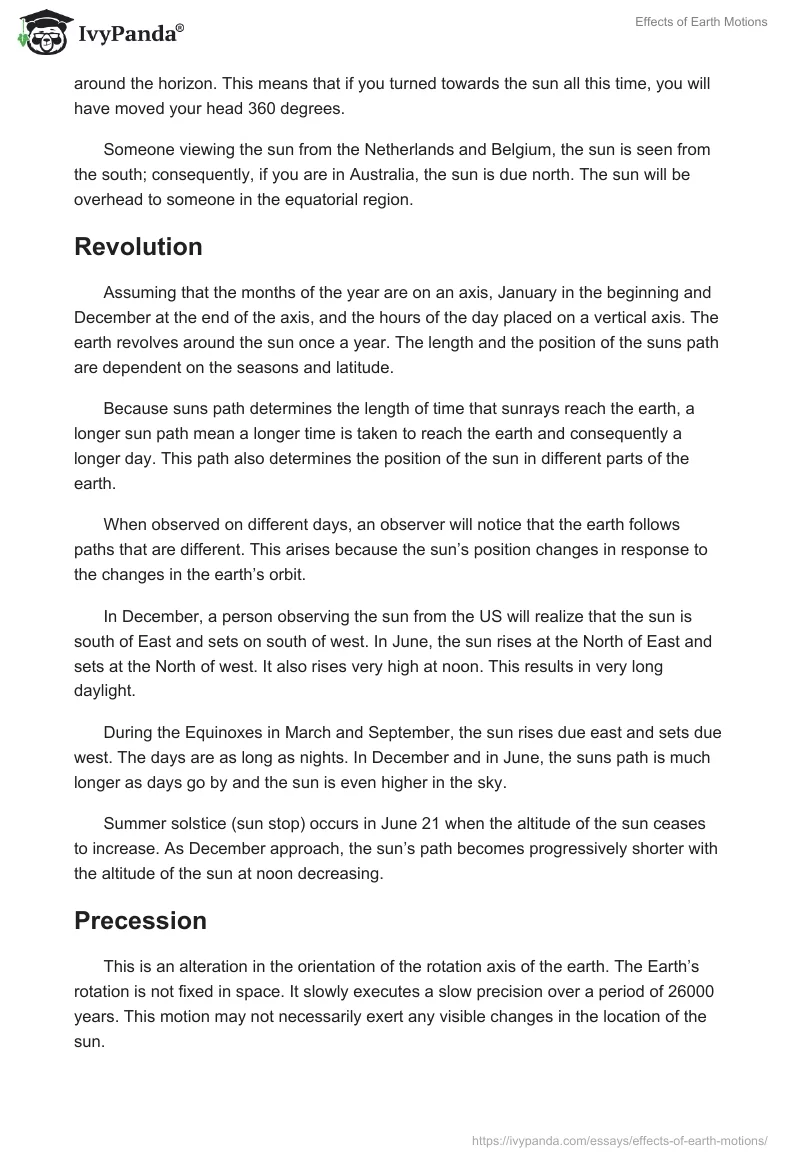 Effects of Earth Motions. Page 2