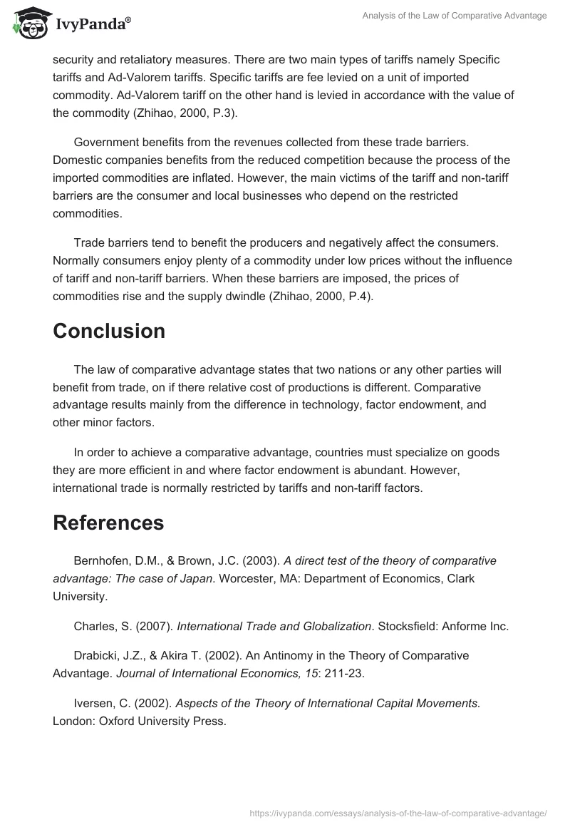 Analysis of the Law of Comparative Advantage. Page 4