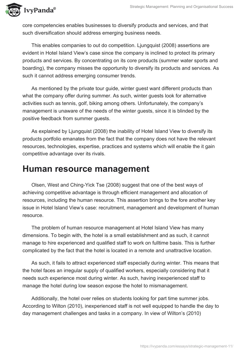 Strategic Management: Planning and Organisational Success. Page 3