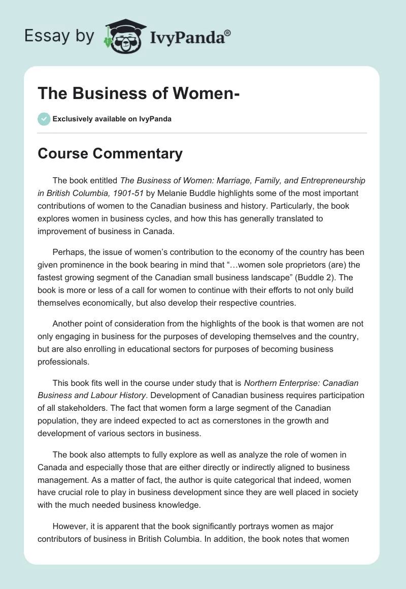 The Business of Women-. Page 1