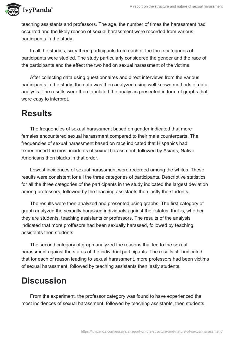 A report on the structure and nature of sexual harassment. Page 2