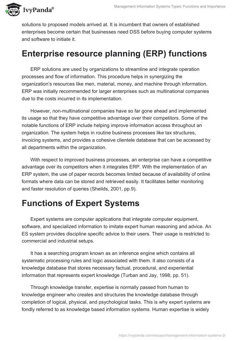 Management Information Systems Types: Functions and Importance. Page 5