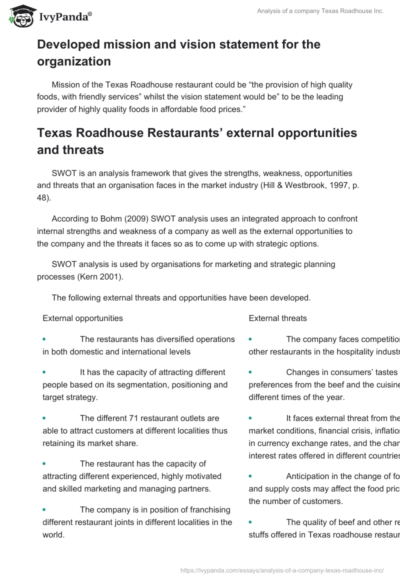 Analysis of a company Texas Roadhouse Inc.. Page 5