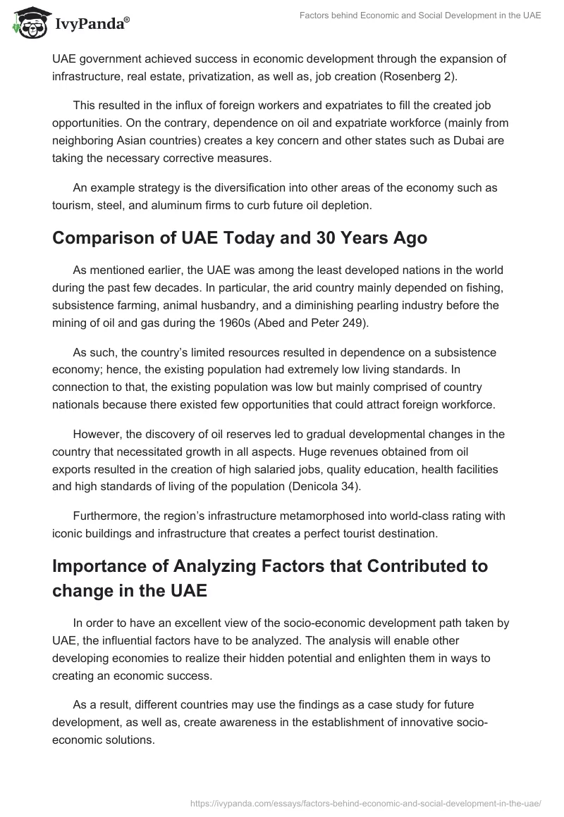 Factors behind Economic and Social Development in the UAE. Page 2
