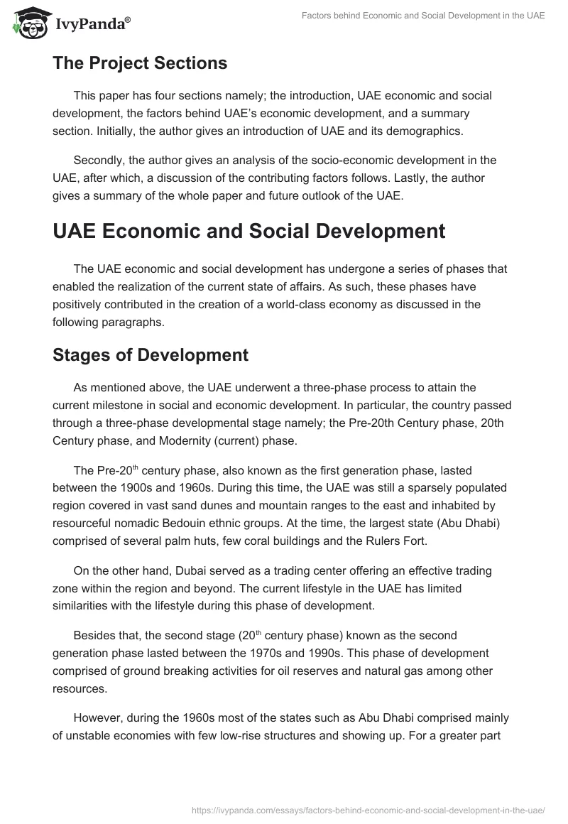Factors behind Economic and Social Development in the UAE. Page 3
