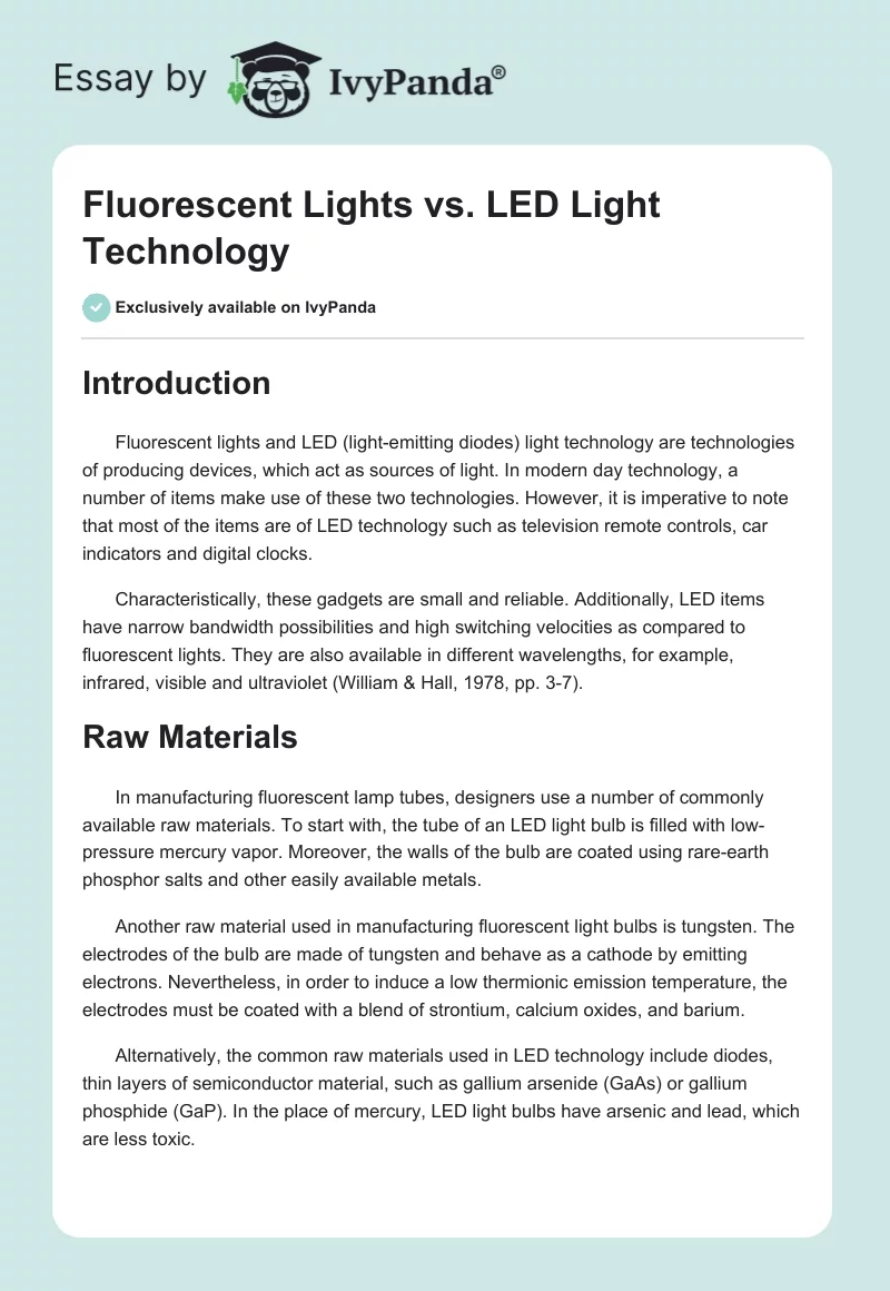 Fluorescent Lights vs. LED Light Technology. Page 1