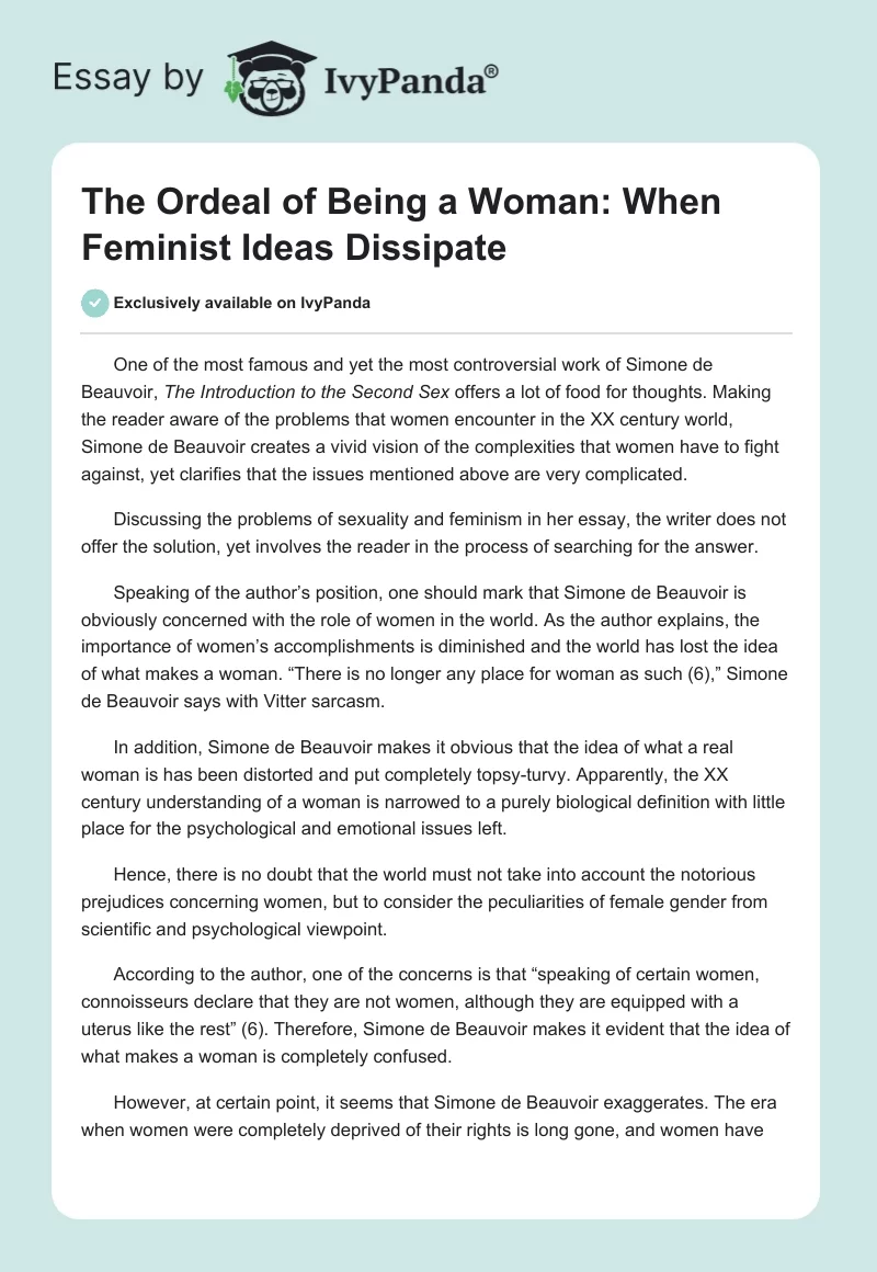 The Ordeal of Being a Woman: When Feminist Ideas Dissipate. Page 1