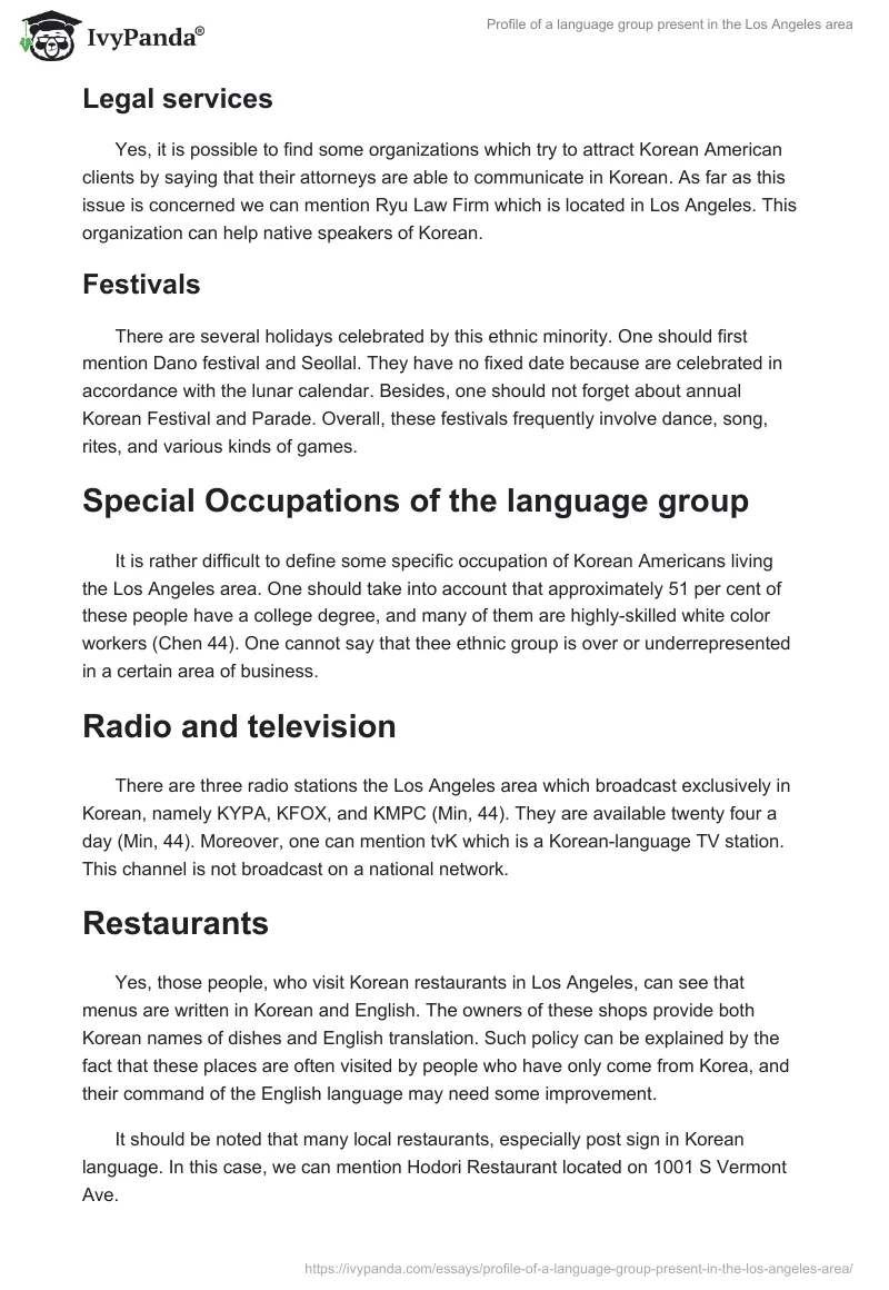 Profile of a Language Group Present in the Los Angeles Area. Page 3
