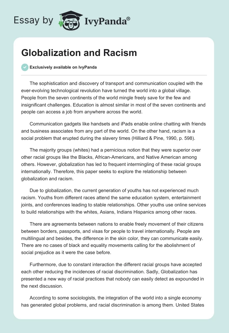 Globalization and Racism. Page 1