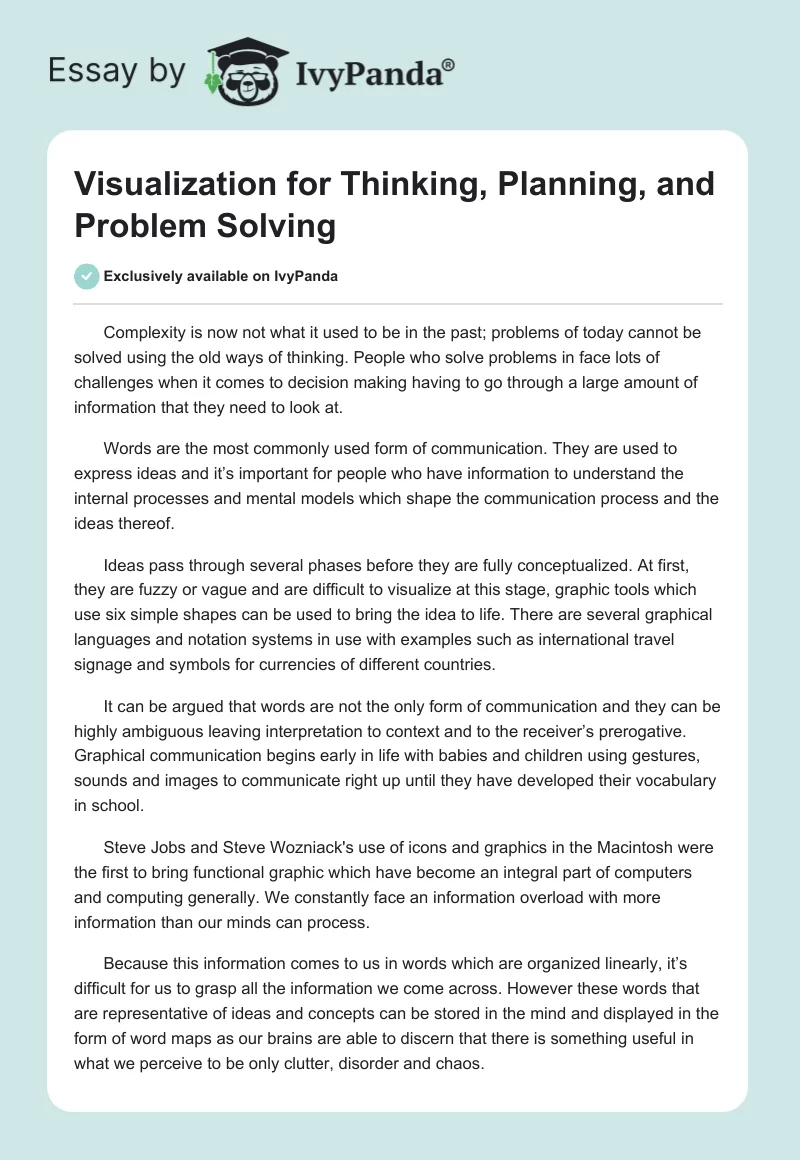 Visualization for Thinking, Planning, and Problem Solving. Page 1