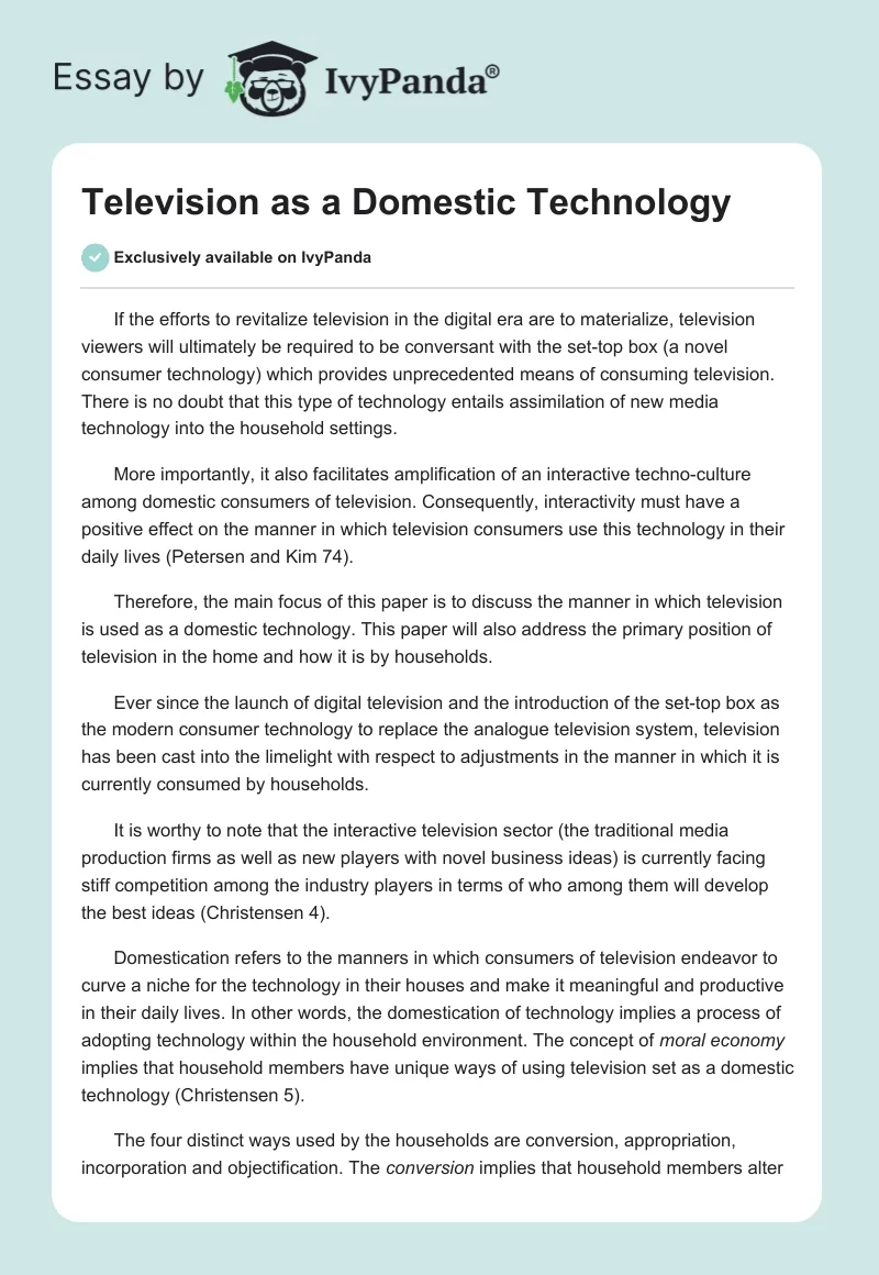 Television as a Domestic Technology. Page 1