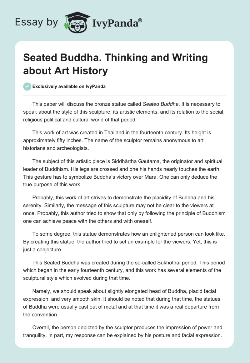 Seated Buddha. Thinking and Writing about Art History. Page 1