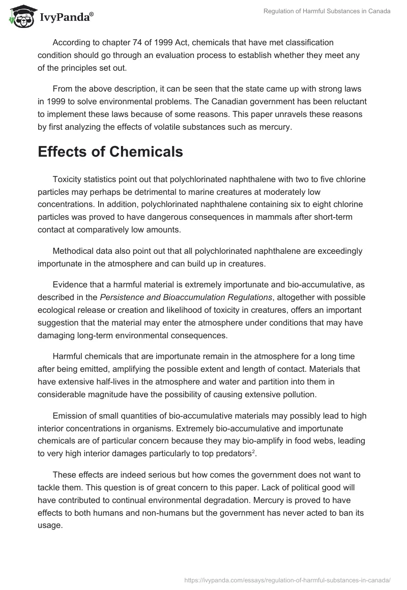 Regulation of Harmful Substances in Canada. Page 2