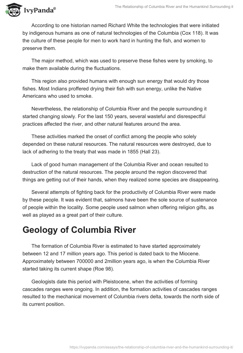 The Relationship of Columbia River and the Humankind Surrounding it. Page 3