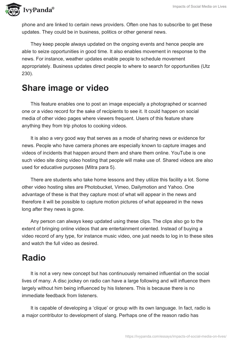 Impacts of Social Media on Lives. Page 4