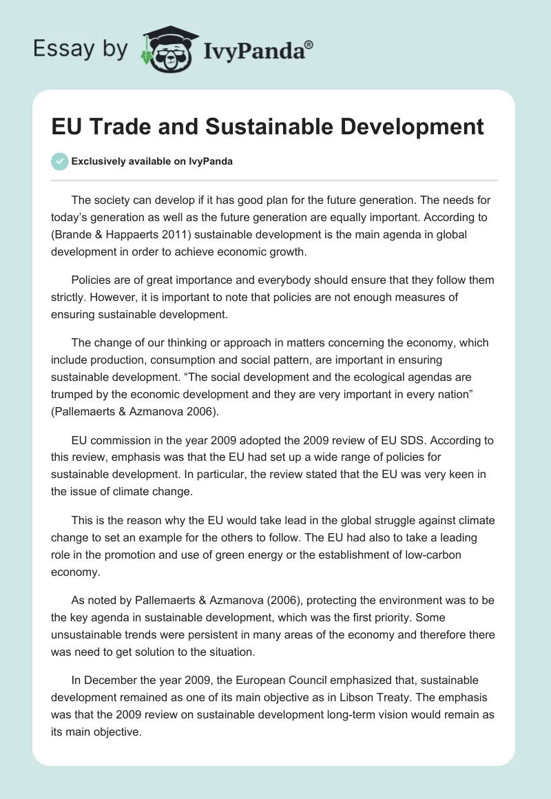 EU Trade and Sustainable Development. Page 1