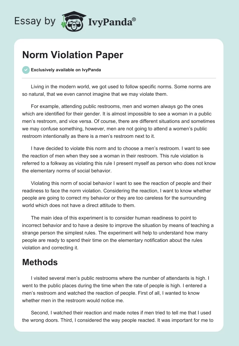 Norm Violation Paper. Page 1