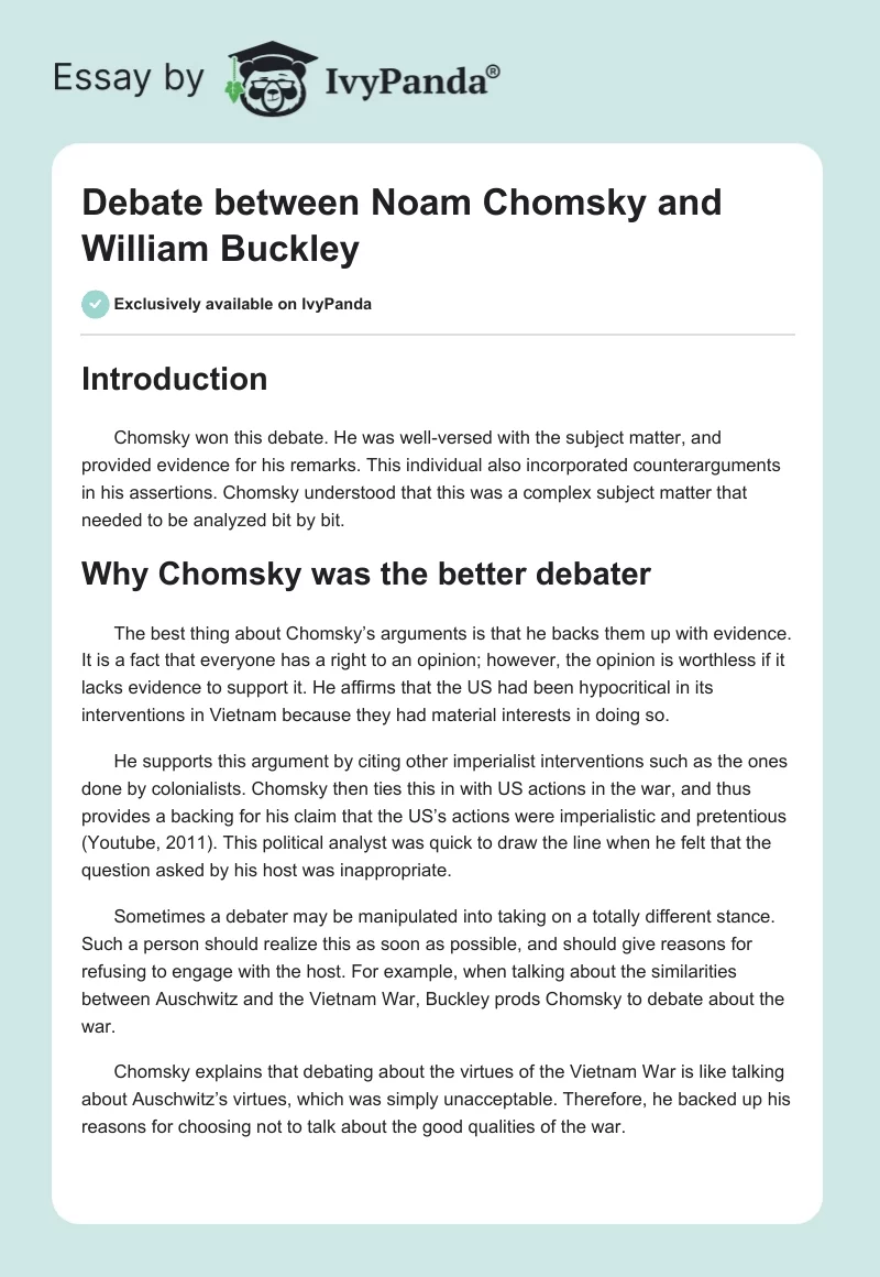 Debate between Noam Chomsky and William Buckley. Page 1
