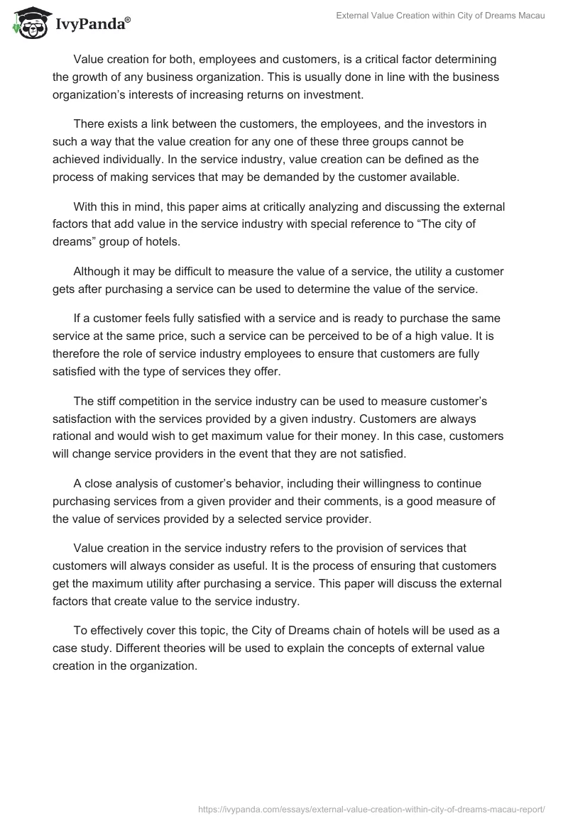 External Value Creation within City of Dreams Macau. Page 2