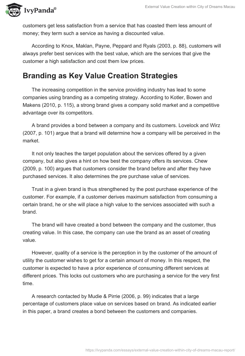 External Value Creation within City of Dreams Macau. Page 5