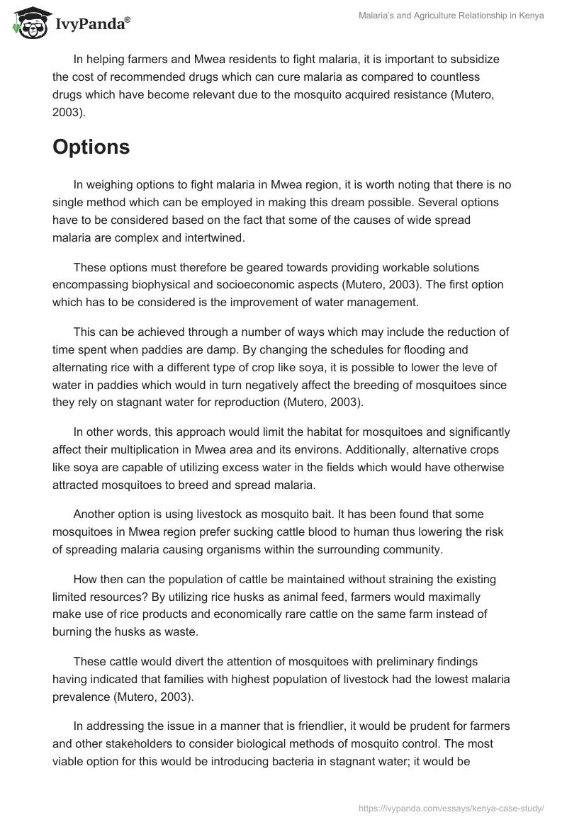 Malaria’s and Agriculture Relationship in Kenya. Page 2