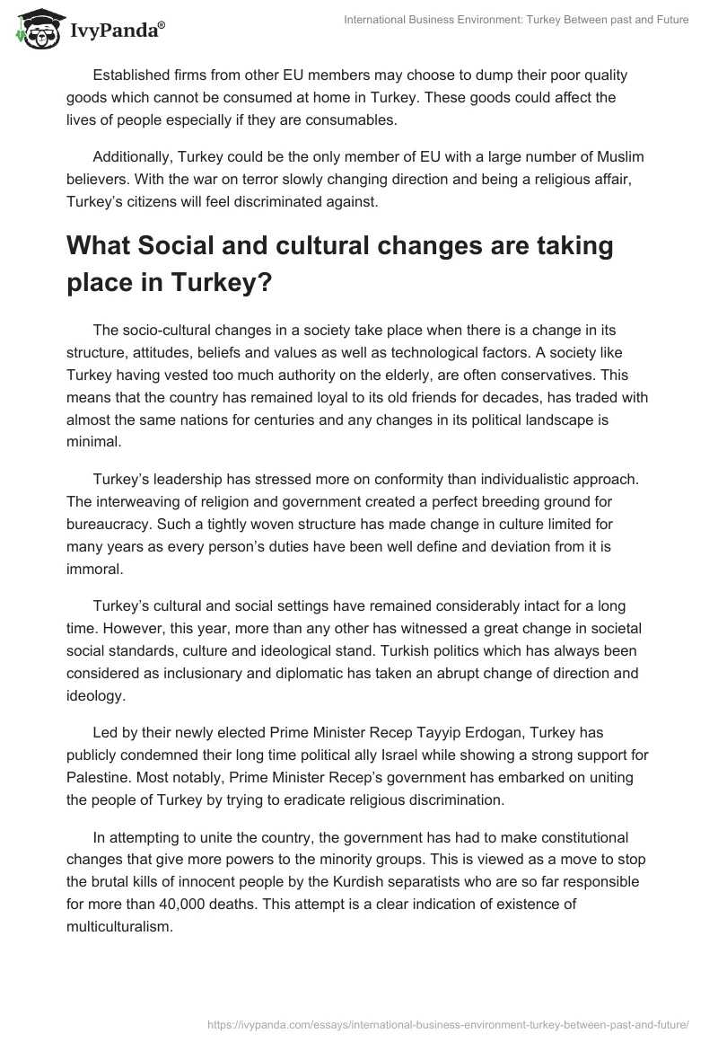 International Business Environment: Turkey Between past and Future. Page 3