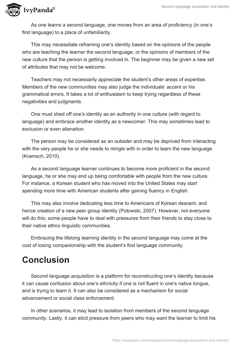 Second language acquisition and identity. Page 3