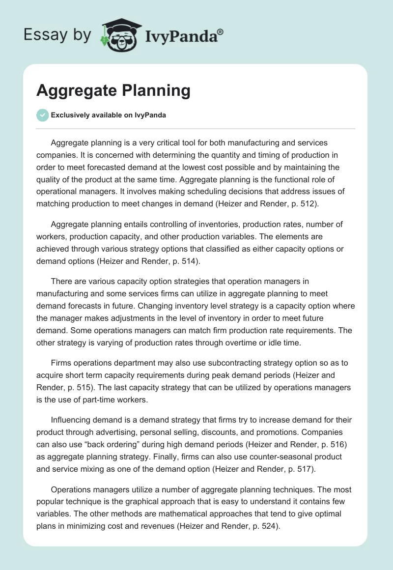 Aggregate Planning. Page 1