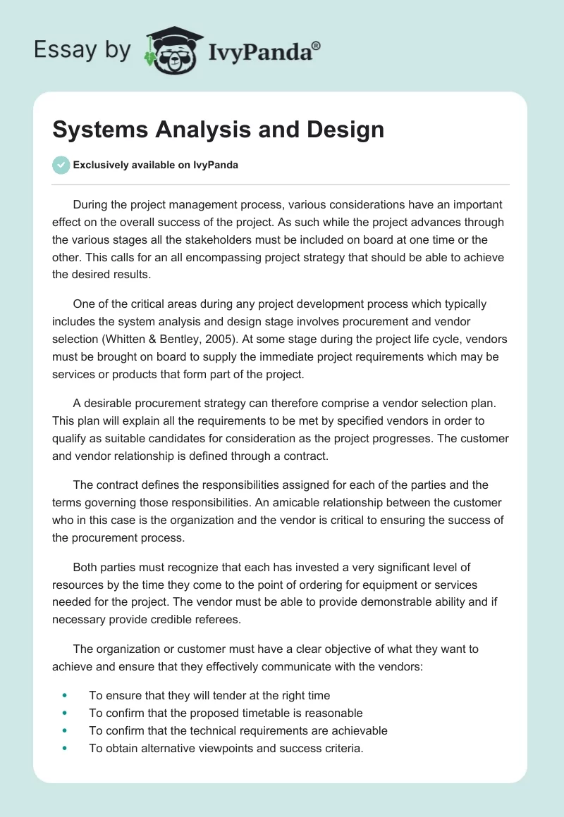 Systems Analysis and Design. Page 1